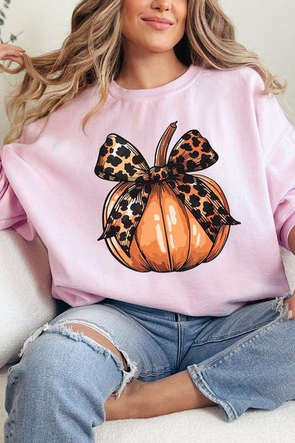 Coquette Bow Pumpkin Graphic Fleece Sweatshirts