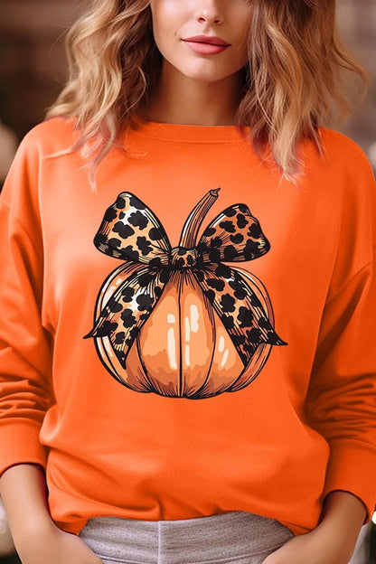 Coquette Bow Pumpkin Graphic Fleece Sweatshirts