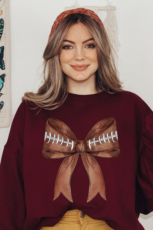 Coquette Football Bow Graphic Fleece Sweatshirts