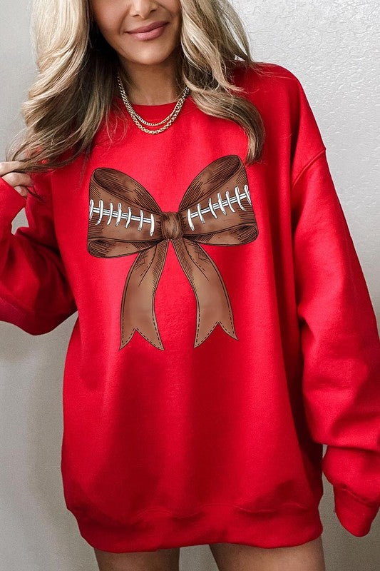 Coquette Football Bow Graphic Fleece Sweatshirts