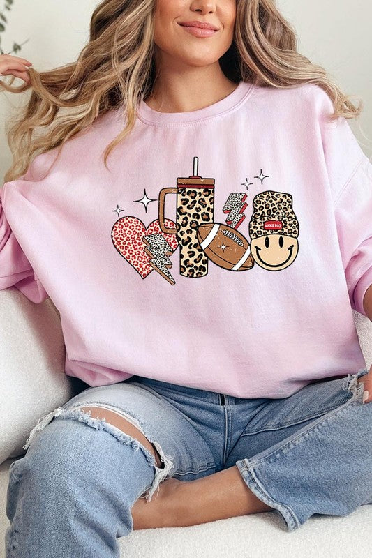 Boujee Cute Football Graphic Fleece Sweatshirts