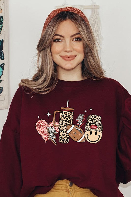 Boujee Cute Football Graphic Fleece Sweatshirts