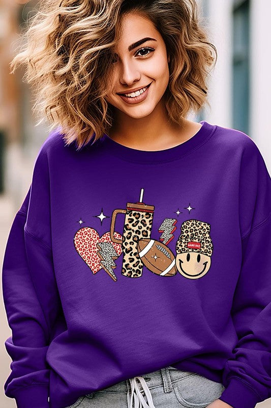 Boujee Cute Football Graphic Fleece Sweatshirts