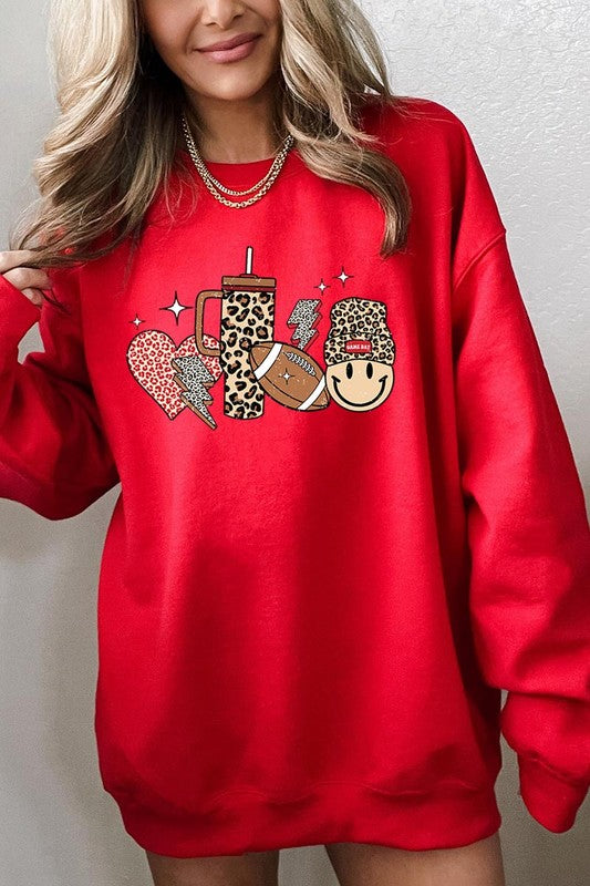 Boujee Cute Football Graphic Fleece Sweatshirts