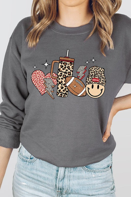 Boujee Cute Football Graphic Fleece Sweatshirts