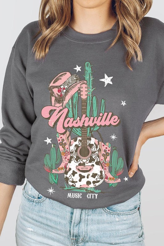 Nashville Music City Graphic Fleece Sweatshirts