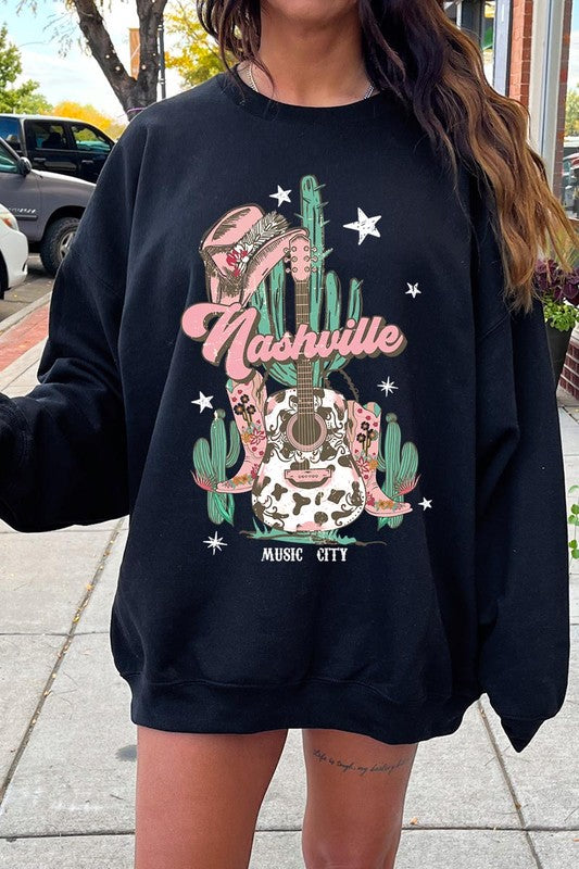 Nashville Music City Graphic Fleece Sweatshirts