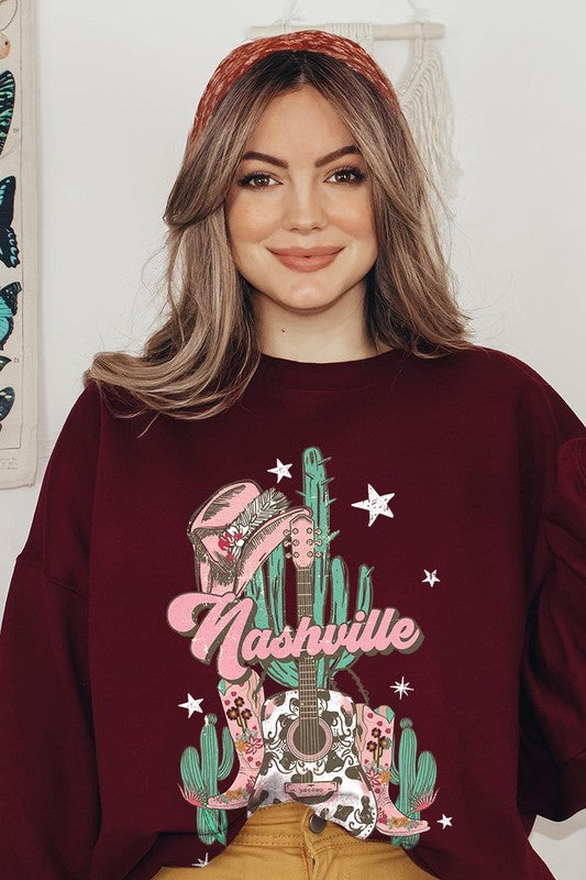 Nashville Music City Graphic Fleece Sweatshirts