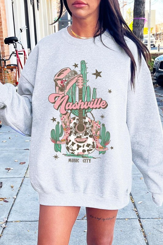 Nashville Music City Graphic Fleece Sweatshirts