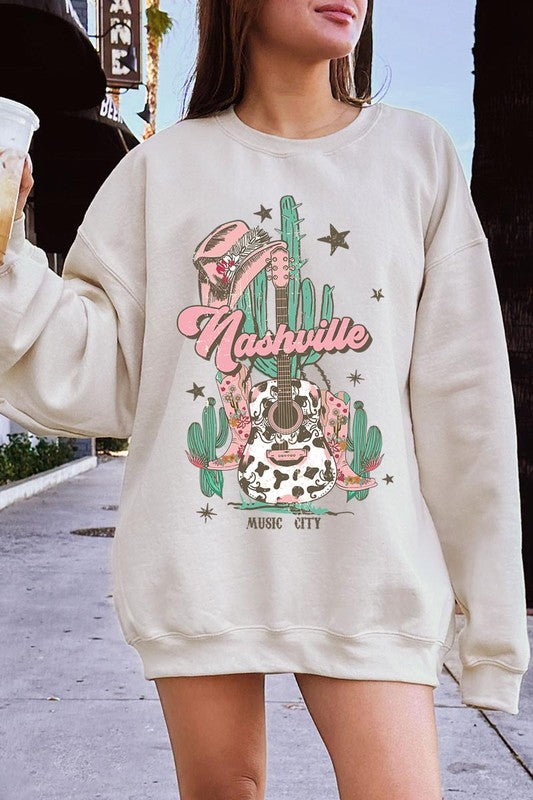 Nashville Music City Graphic Fleece Sweatshirts