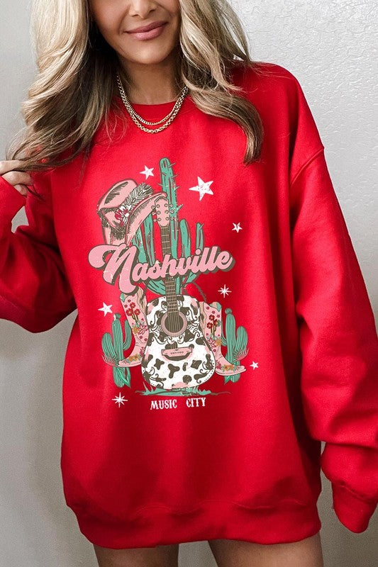 Nashville Music City Graphic Fleece Sweatshirts