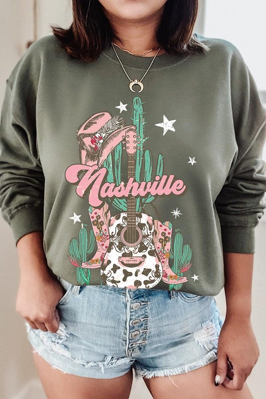 Nashville Music City Graphic Fleece Sweatshirts