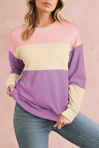 Colorblock Patchwork Drop Shoulder Sweatshirt