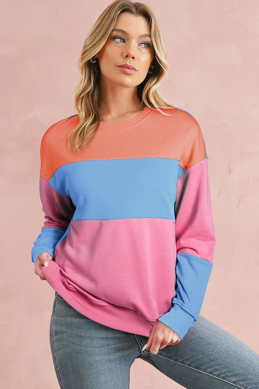 Colorblock Patchwork Drop Shoulder Sweatshirt