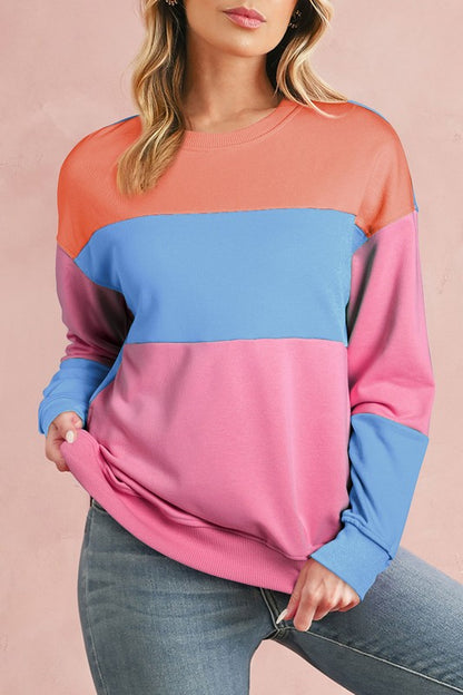 Colorblock Patchwork Drop Shoulder Sweatshirt