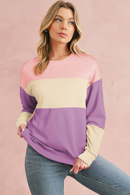 Colorblock Patchwork Drop Shoulder Sweatshirt