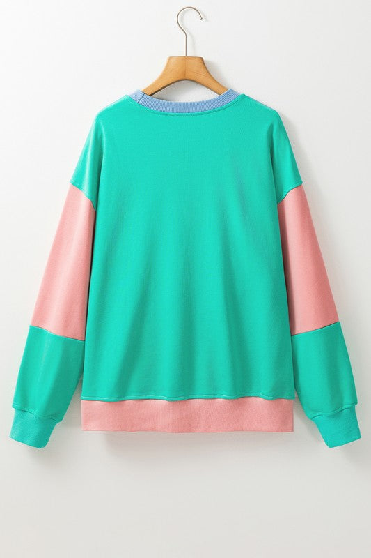 Colorblock Patchwork Drop Shoulder Sweatshirt