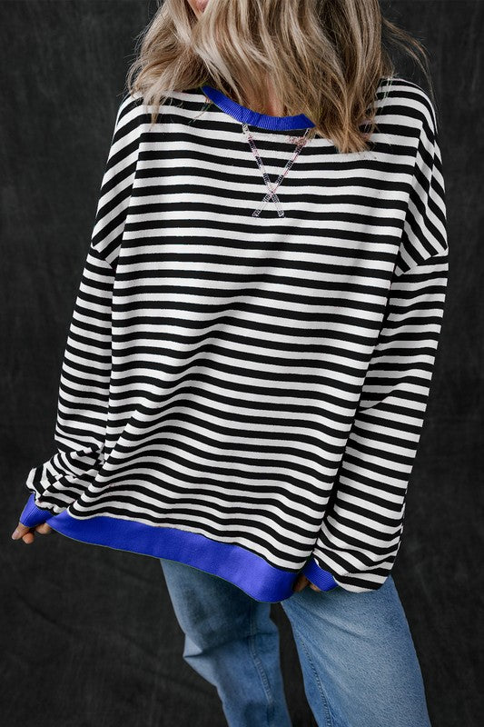 Stripe Contrast Edge Oversized Sweatshirt