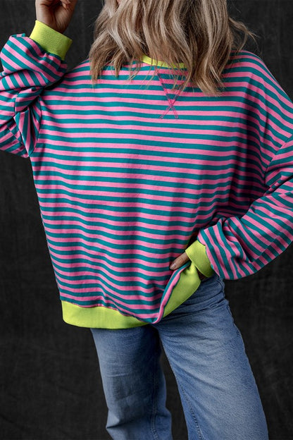 Stripe Contrast Edge Oversized Sweatshirt