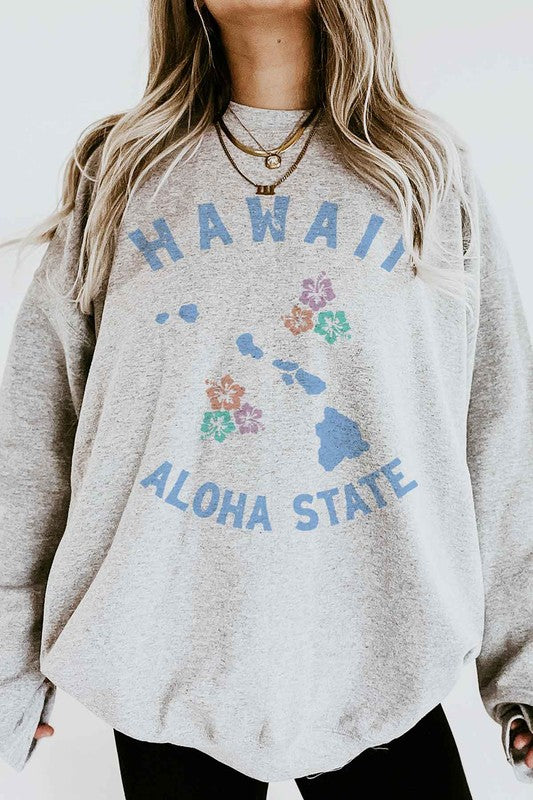 HAWAII ALOHA STATE GRAPHIC SWEATSHIRT