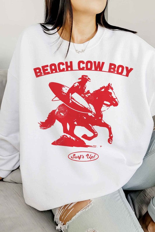 BEACH COW BOY SURFS UP OVERSIZED SWEATSHIRT