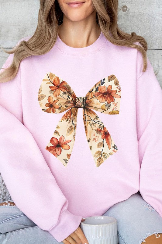 Autumn Bow Graphic Fleece Sweatshirts