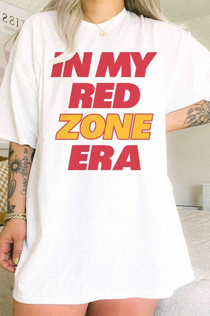 IN MY RED ZONE ERA FOOTBALL OVERSIZED GRAPHIC TEE