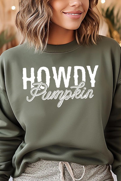 Howdy Pumpkin Graphic Fleece Sweatshirts