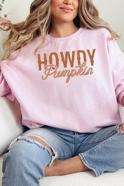 Howdy Pumpkin Graphic Fleece Sweatshirts