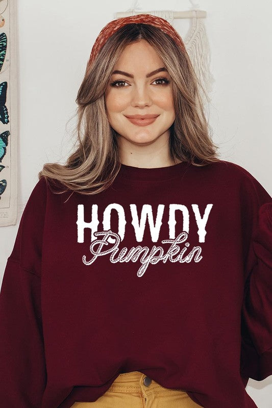 Howdy Pumpkin Graphic Fleece Sweatshirts