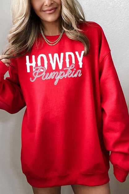 Howdy Pumpkin Graphic Fleece Sweatshirts