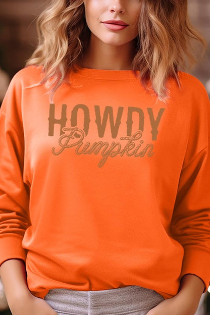 Howdy Pumpkin Graphic Fleece Sweatshirts