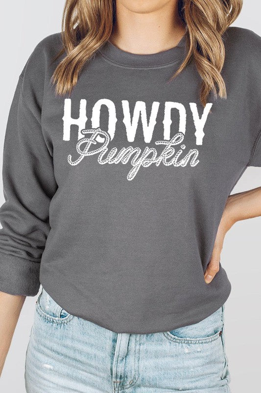 Howdy Pumpkin Graphic Fleece Sweatshirts