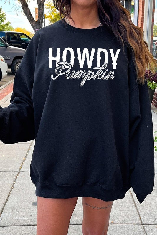 Howdy Pumpkin Graphic Fleece Sweatshirts