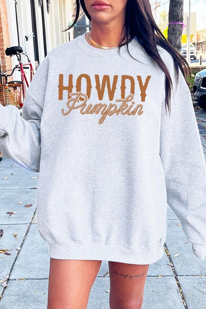 Howdy Pumpkin Graphic Fleece Sweatshirts