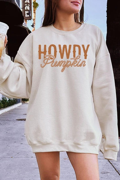 Howdy Pumpkin Graphic Fleece Sweatshirts