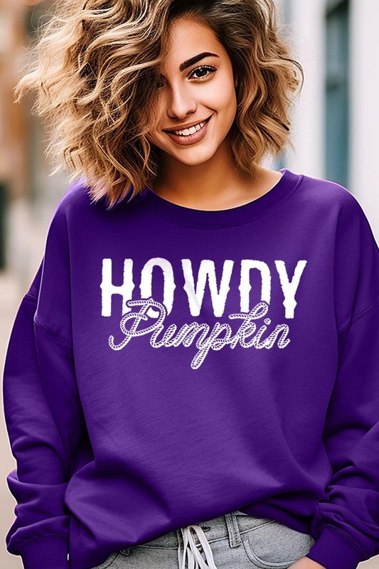 Howdy Pumpkin Graphic Fleece Sweatshirts