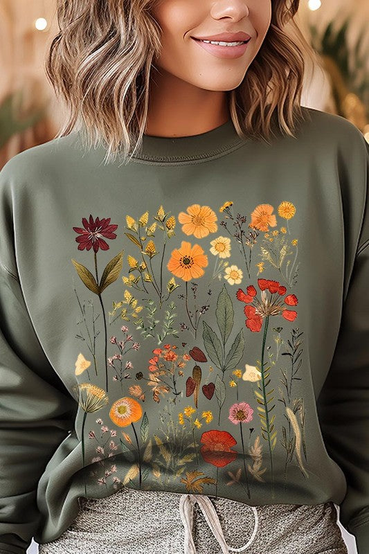 Botanical Wildflowers Graphic Fleece Sweatshirts