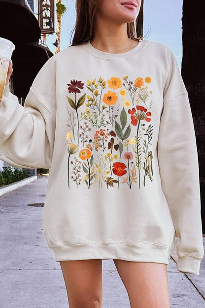 Botanical Wildflowers Graphic Fleece Sweatshirts