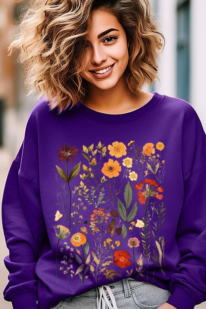 Botanical Wildflowers Graphic Fleece Sweatshirts