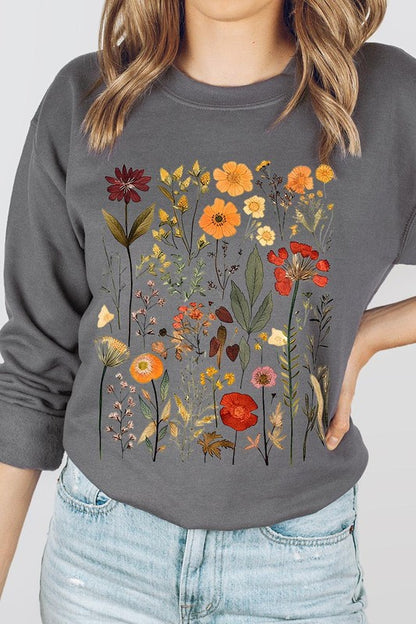 Botanical Wildflowers Graphic Fleece Sweatshirts