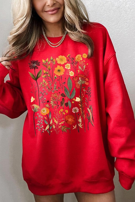 Botanical Wildflowers Graphic Fleece Sweatshirts