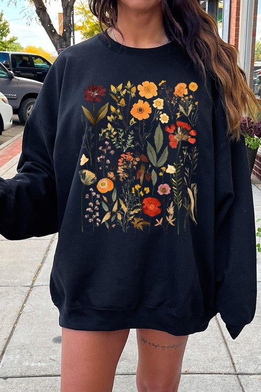 Botanical Wildflowers Graphic Fleece Sweatshirts