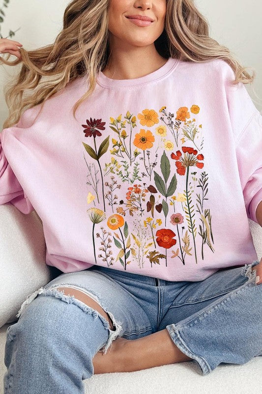 Botanical Wildflowers Graphic Fleece Sweatshirts