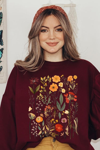 Botanical Wildflowers Graphic Fleece Sweatshirts