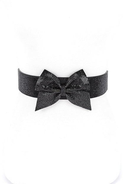 Rhinestone Bow Tie Elastic Fashion Belt