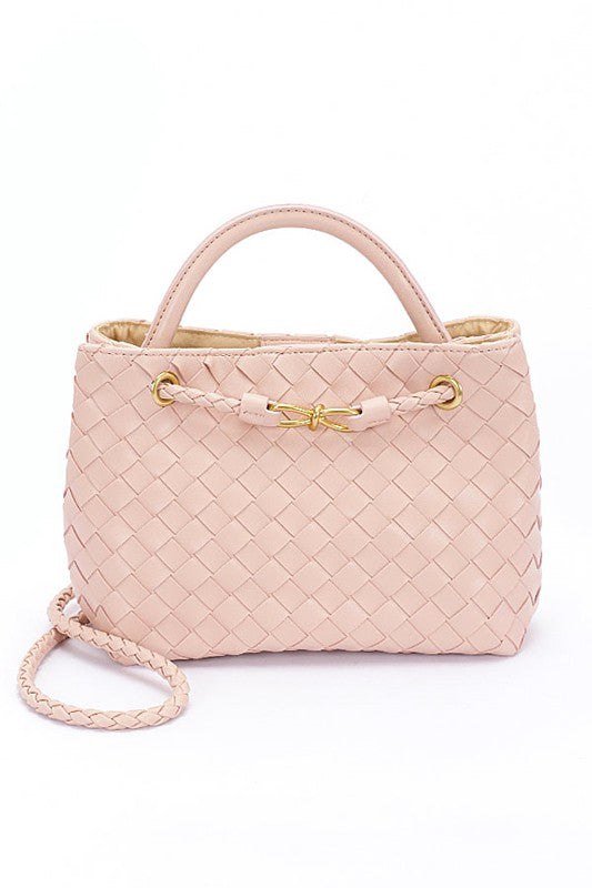 Weaved Faux Leather Convertible Shoulder Bag