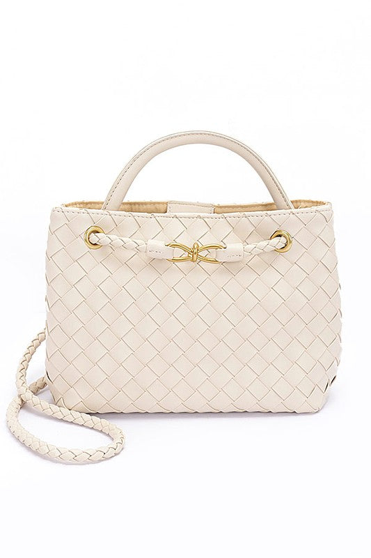 Weaved Faux Leather Convertible Shoulder Bag