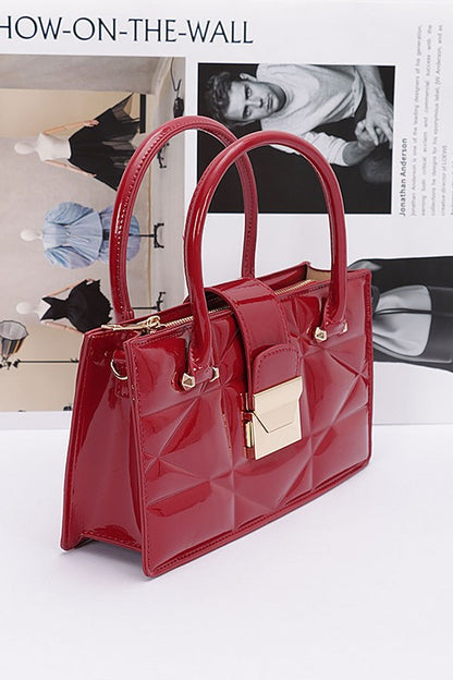 Faux Patent Leather Top Handle Swing Bag