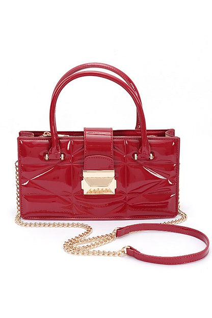 Faux Patent Leather Top Handle Swing Bag